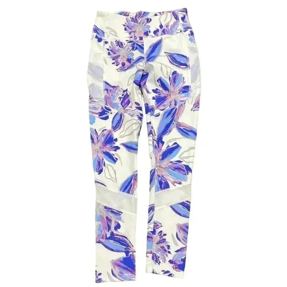 🌟 BSP Women's S Blue/White Floral Athletic Leggings 🌟